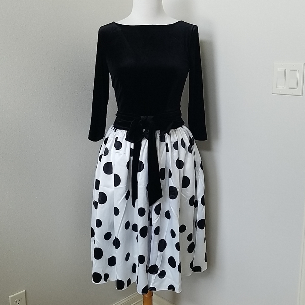 Dress V Black and White Polka Dot Dress